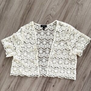 Torrid Ivory Crotchet Open Front Top Womens 1X Boho Festival Coastal Cottage